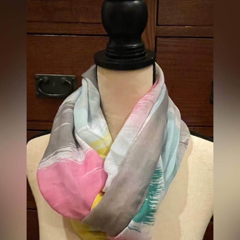 Pastel paint stroke Shawl size Sheer Scarf